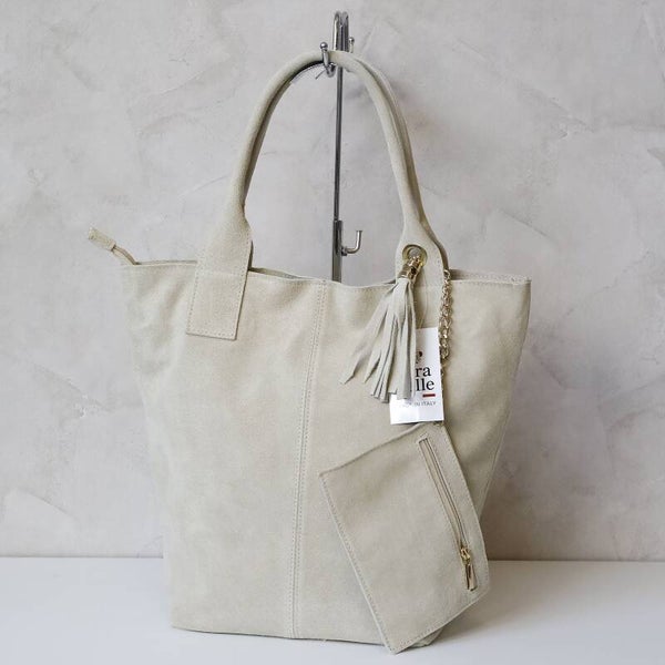 Vera Pelle – beige suède tas