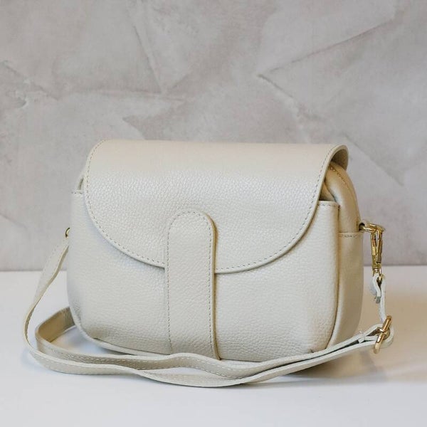 Luka leren beige schoudertas /crossbody