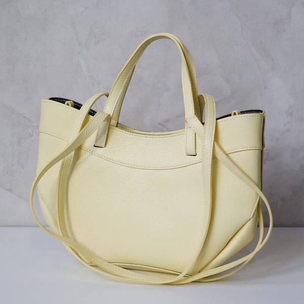 Luka – pastelgele leren shopper tas