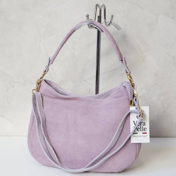 Vera Pelle lila suède tas – schoudertas met extra riem
