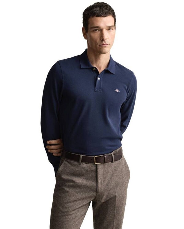 Gant Shield Piqué Rugger Longsleeve Polo Heren