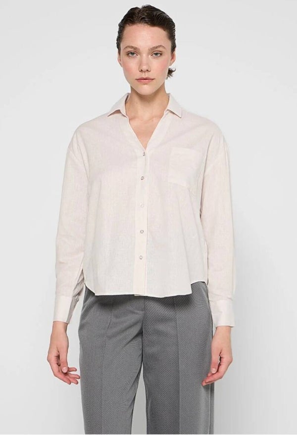 Mexx linen long sleeve blouse M