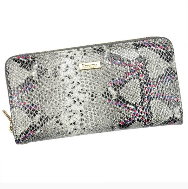 Dames slagenpatroon leren portemonnee rfid secure grijs roze  / gift for haar