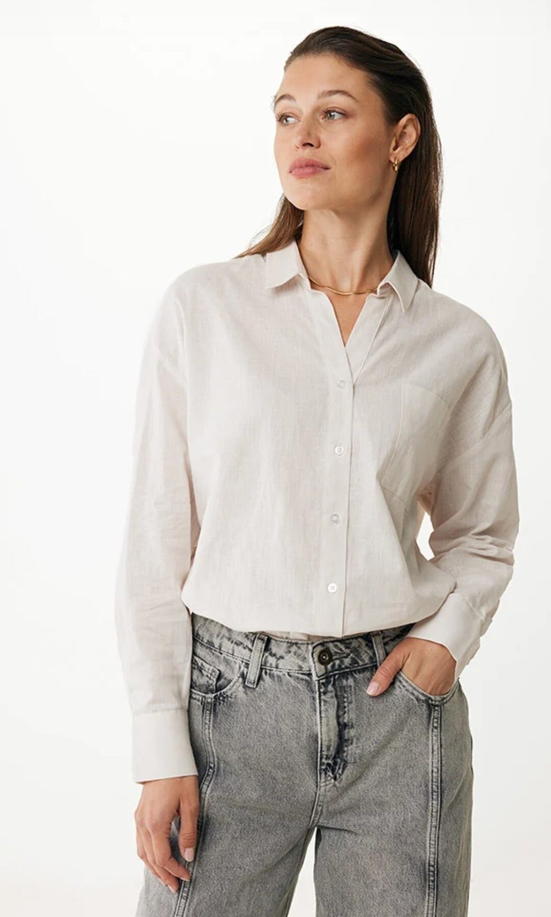 Mexx linen long sleeve blouse M