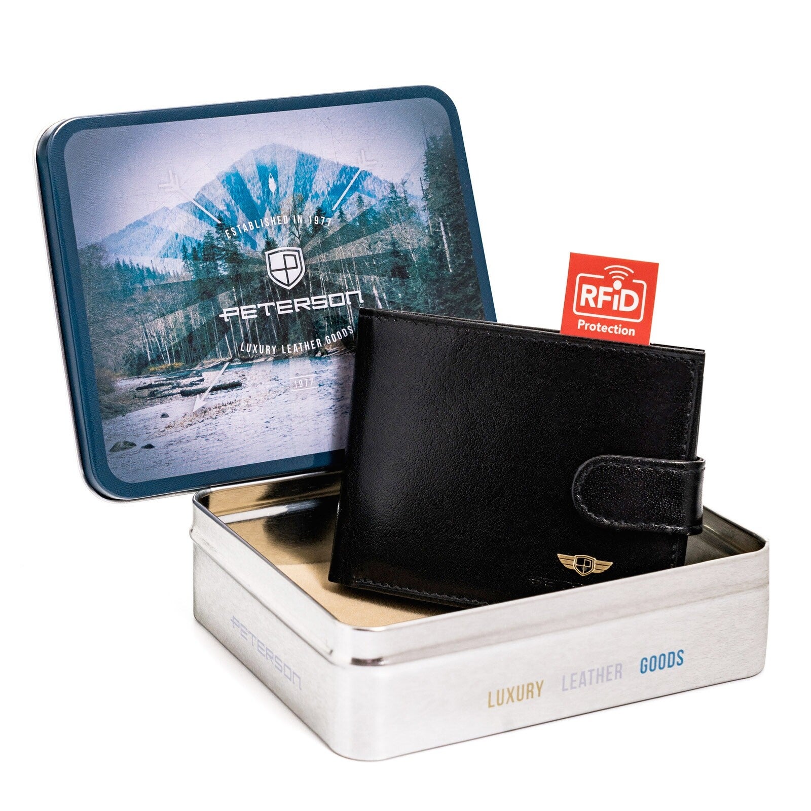 Peterson zwart leren portemonne Rfid heren