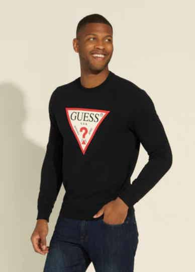 Guess Audley Fleece heren trui /hoodie maat L zwart / biologisch katoen
