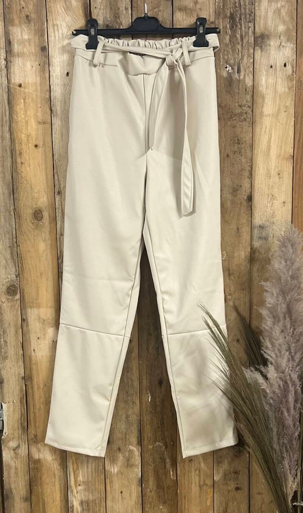 LEATHER PANTS BEIGE