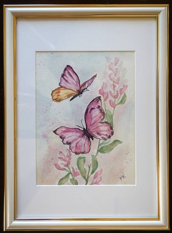 vlinders in roze