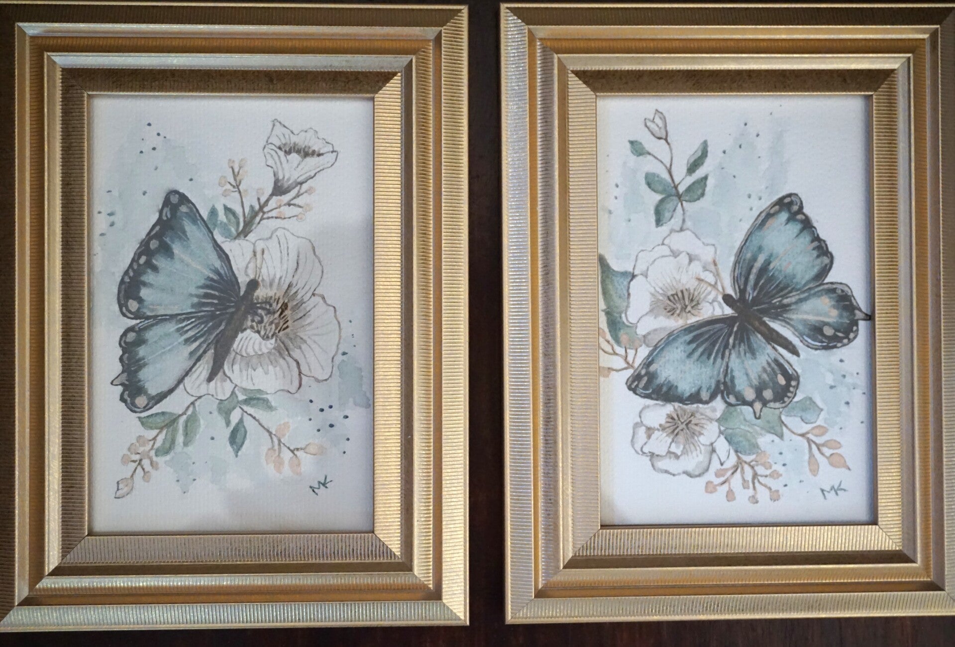 Set Vlinder in groen/goud