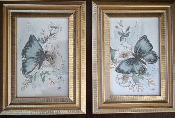Set Vlinder in groen/goud