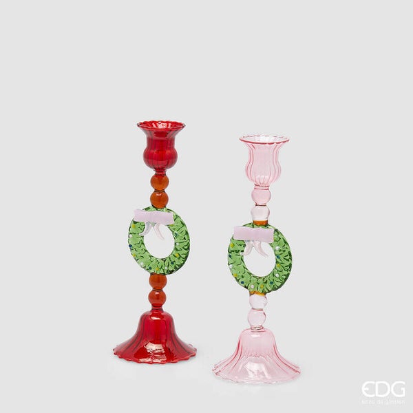 Kandelaar kerstkrans glas