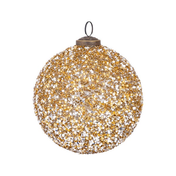 Kerstbal goud glitter L