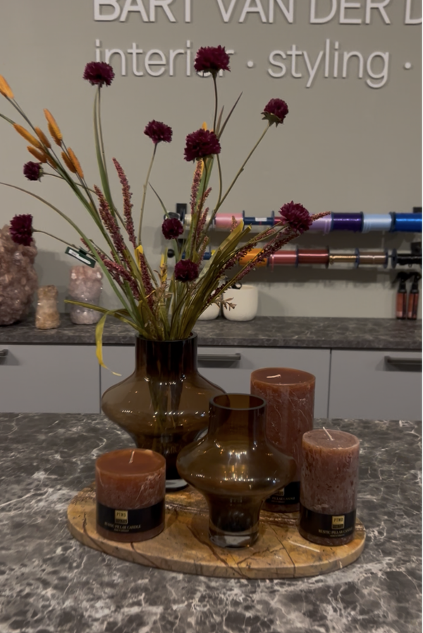 Plateau bruin marmer incl. decoratie