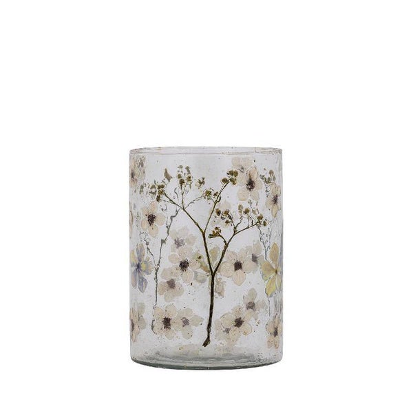 vaas/windlicht met droogbloemen S