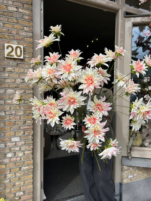 Zijden tak Dahlia roze/wit