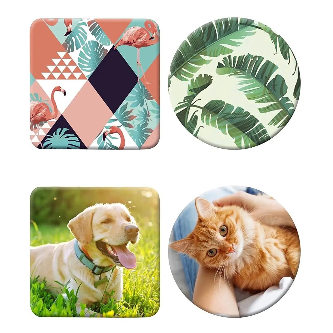 Onderzetters vierkant/rond met persoonlijke foto; set 2 stuks