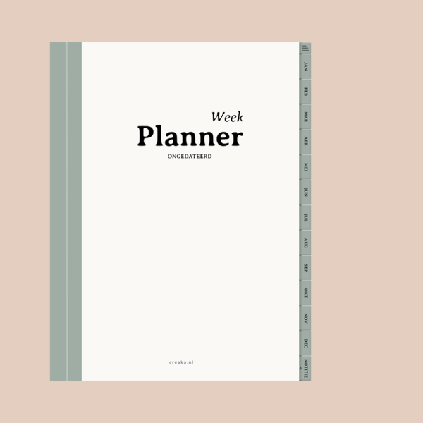 Basic ongedateerde planner, warmgroene kleur