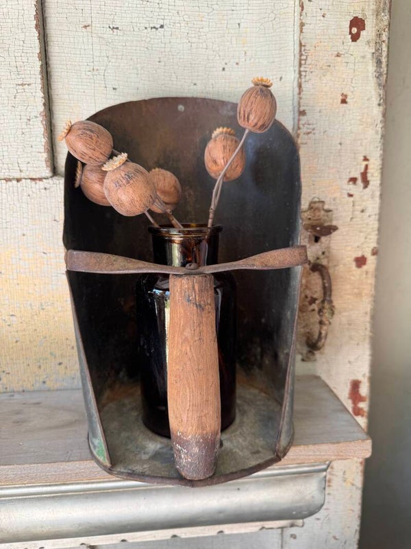 Antique metal grain scoop