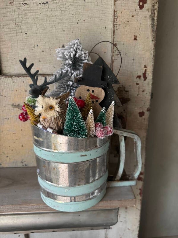 Christmas filled vintage sifter