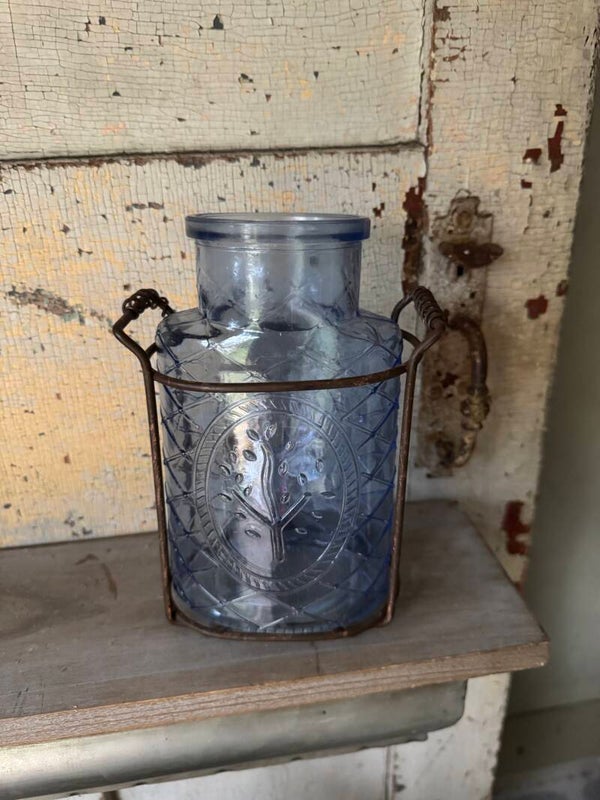 Vintage blue glass vase