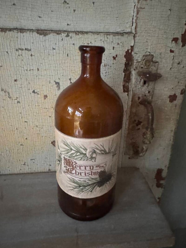 Amber glass bottle - Merry Christmas