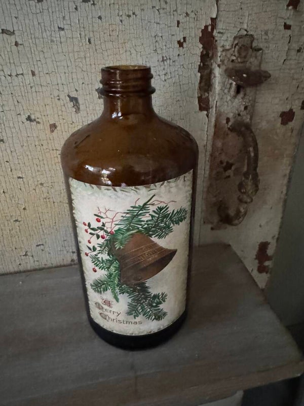 Amber glass bottle with bells