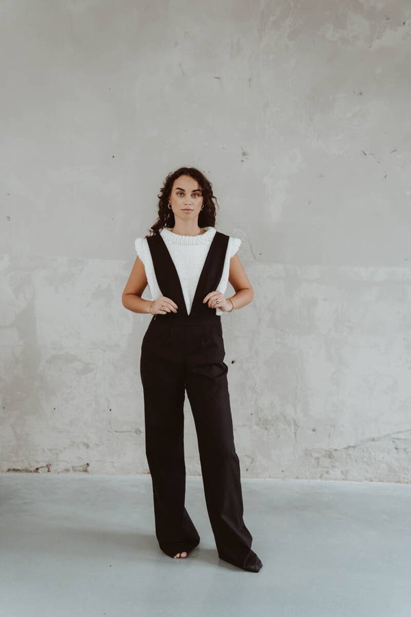 Thw black linen suit