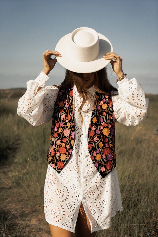The black velvet multi colour waistcoat
