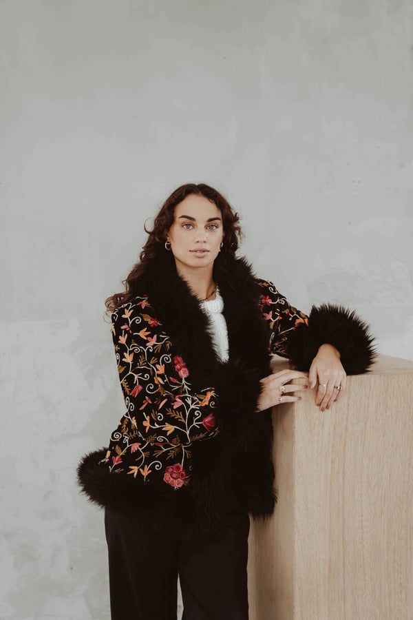 The sheepskin kimono jacket