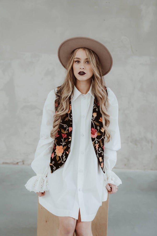 The black velvet multi neutral waistcoat