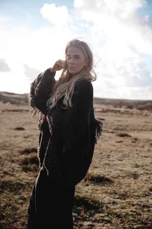 Handknitted fringe cardigan