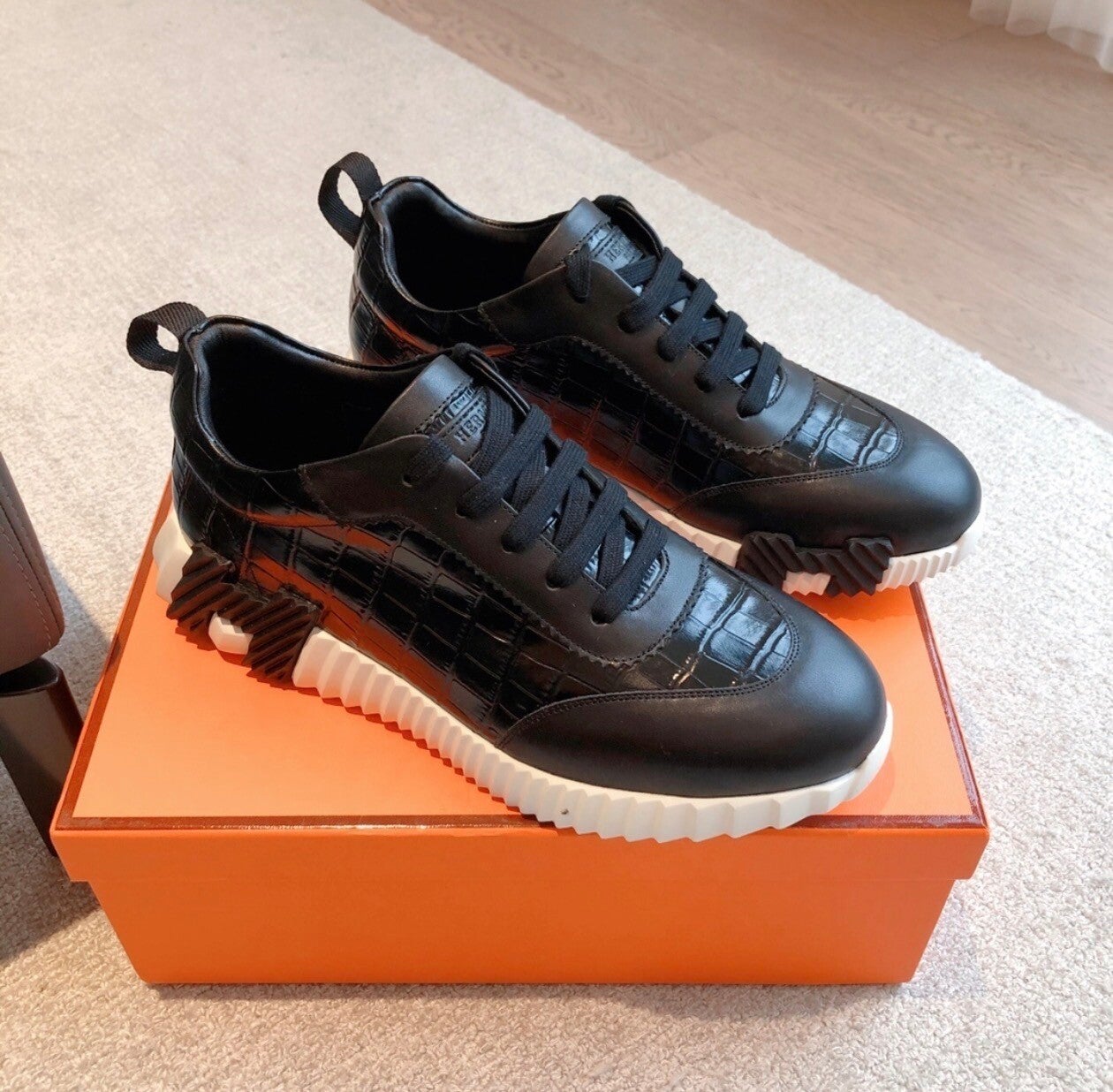 Hermes Bouncing Schwarz Leder