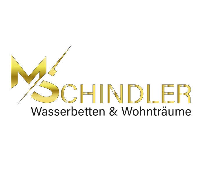 Logo Matratzen Schindler in weiss gold