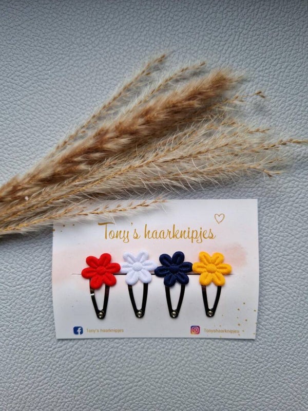 Klikklakspeldje met bloemen rood/wit/navy/oranje