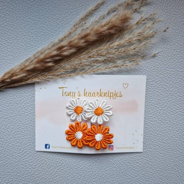 Set oranje bloemen op alligatorclip