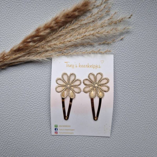 Set met doorzichtige bloemetjes goud