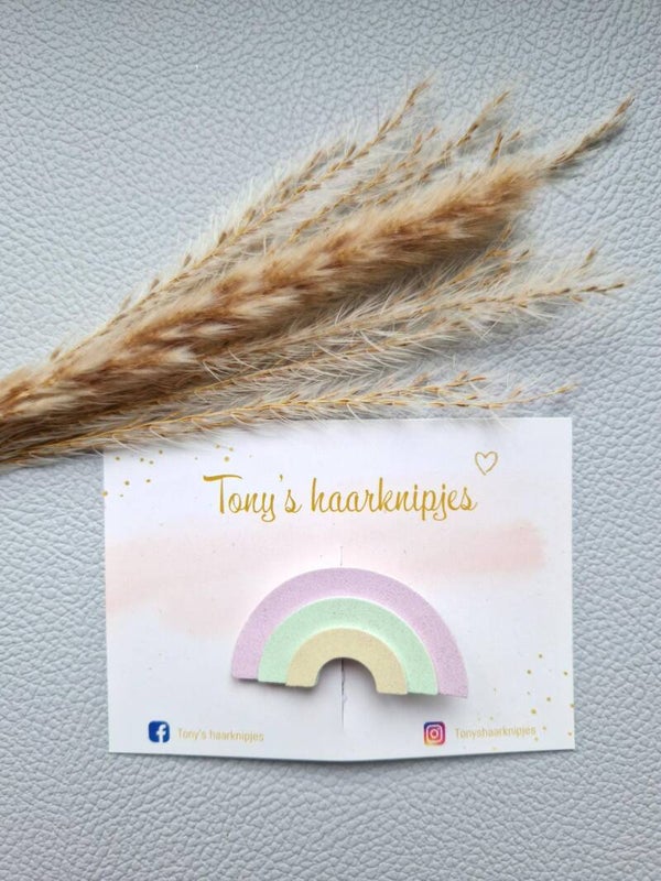Regenboog in glitter pastelkleur lila/groen/geel