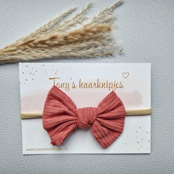 Nylon haarbandje met strik rood