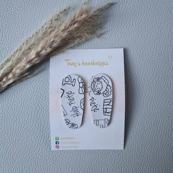 Handgemaakte klikklak speldjes Sint wit/hulppiet