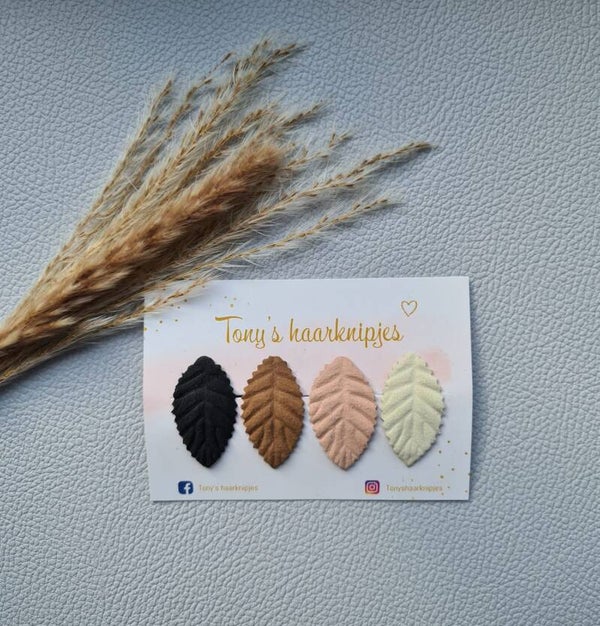 Klikklakspeldje 3cm met leafs zwart/bruin/zalm/wit