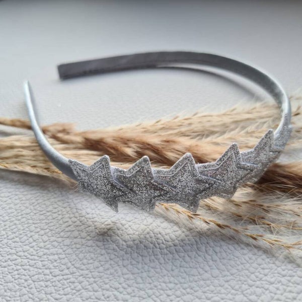 Diadeem met glittersterren zilver/zilver