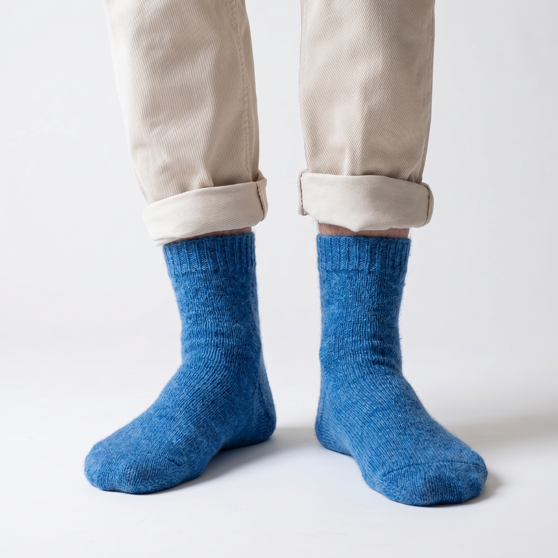 Chaussette mohair bleue intense