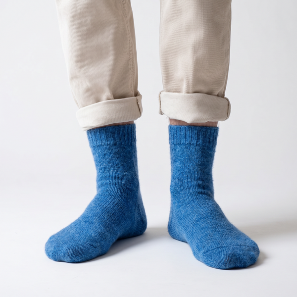 Chaussette mohair bleue intense