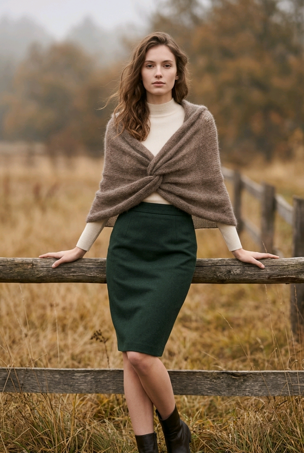 Étole croisée en mohair