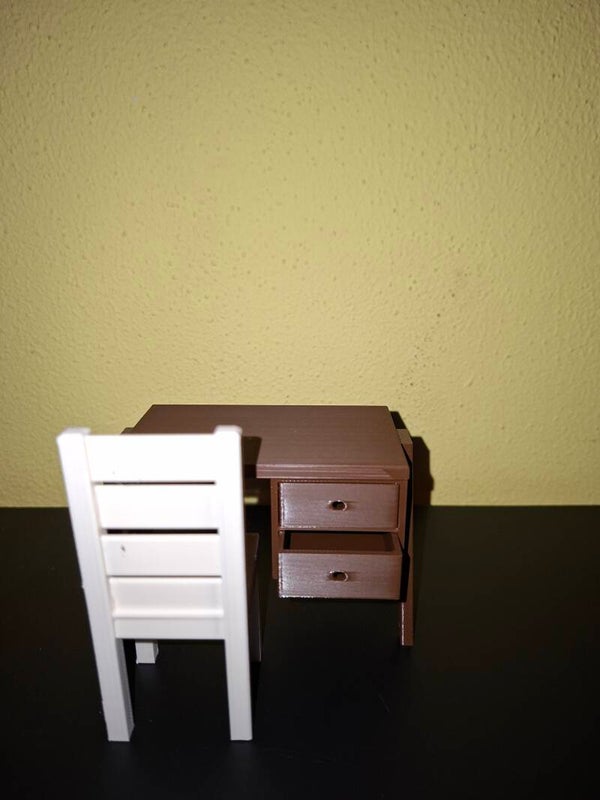 Ouderwets bureau met stoel 1:12