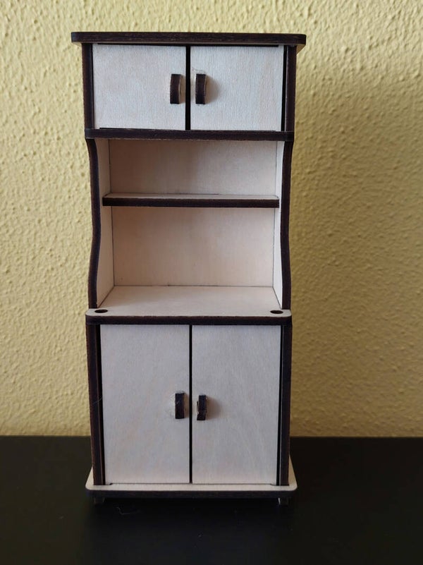 Houten hoge kast 1:12