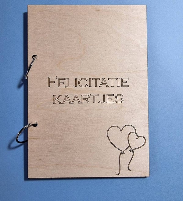 Houten Bewaarbundel voor Felicitatiekaartjes