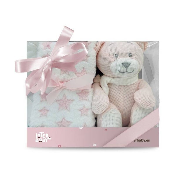 Cadeauset Baby roze– Knuffel beer & Deken