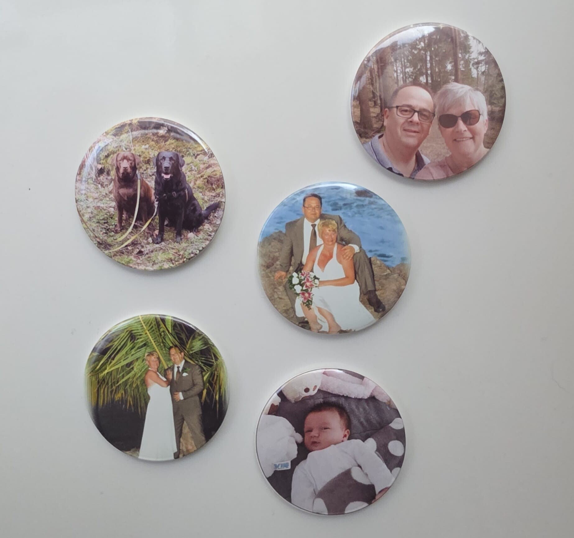 Koelkast magneten met foto (rond 5 stuks)