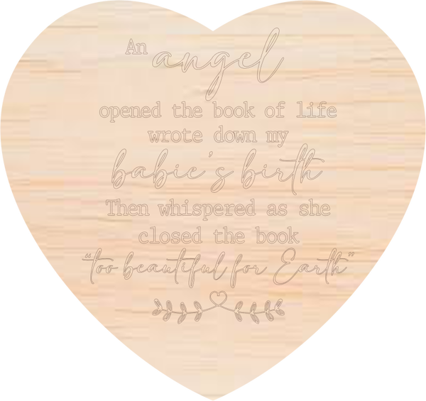 Memorial hart met easel display "baby"